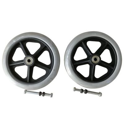 HTDRE 7-Inch Wheelchair Replacement Front Wheels with Bearings, Gray, 1 Pair