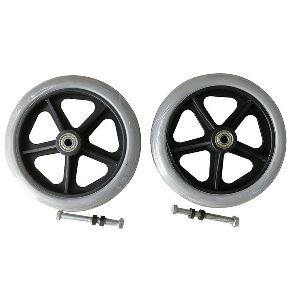 HTDRE 7-Inch Wheelchair Replacement Front Wheels with Bearings, Gray, 1 Pair