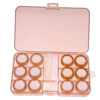 MOLUCKFU Portable Contact Lens Case, Dustproof Plastic Storage Box, Lightweight, Brown, for Backpacks and Suitcases