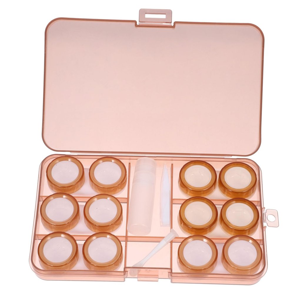MOLUCKFU Portable Contact Lens Case, Dustproof Plastic Storage Box, Lightweight, Brown, for Backpacks and Suitcases