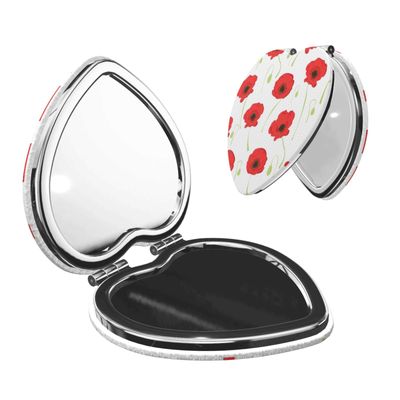 InOmak Red Petals Travel Makeup Mirror, Double-Sided Compact Mirror with Magnification