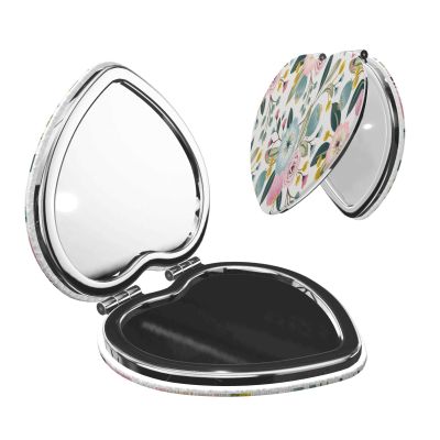InOmak Floral Travel Makeup Mirror with Blue and Pink Roses