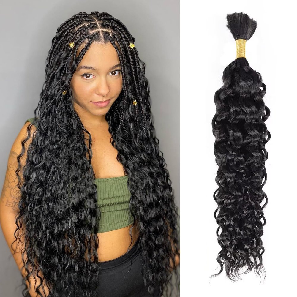 Rebasar Boho Braids Human Braiding Hair, Natural Black, 50 g, 26 in