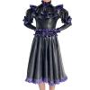 GAYLOP Women's Princess-Style Latex Dress, Party Dress, XXXL, Black with Purple view 1