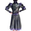 GAYLOP Women's Princess-Style Latex Dress, Party Dress, XXXL, Black with Purple view 3