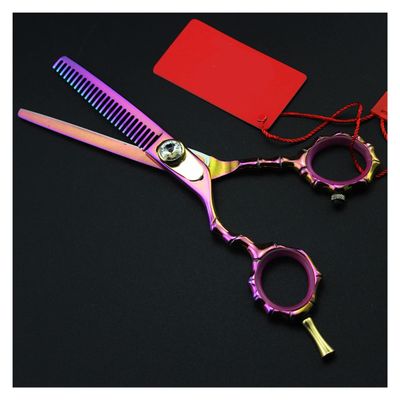 AYCDL Left-Handed Stainless Steel Salon Hair Cutting Shears, Purple, No Bag