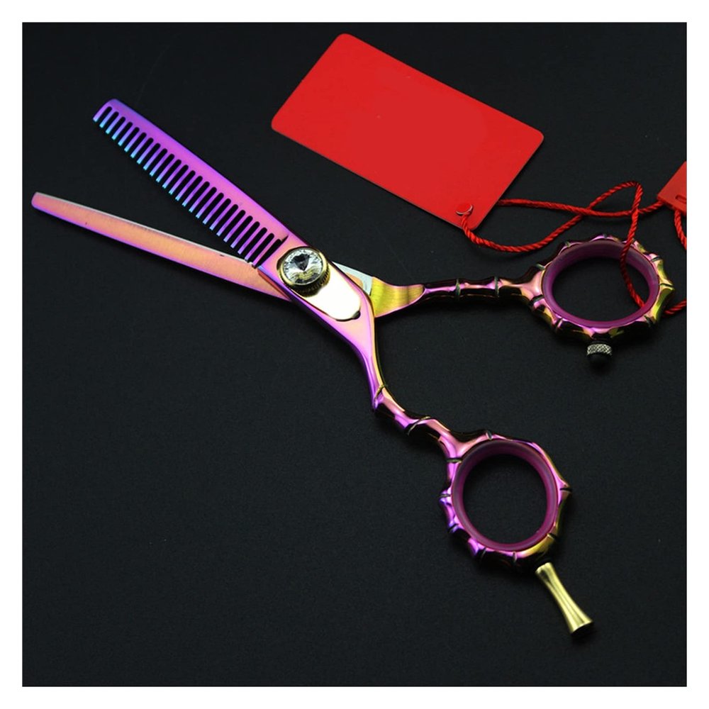 AYCDL Left-Handed Stainless Steel Salon Hair Cutting Shears, Purple, No Bag