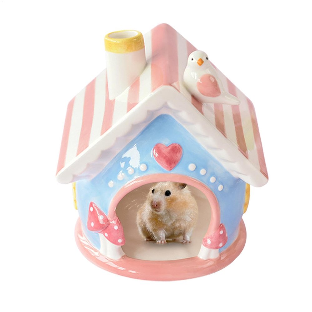 House-Shaped Ceramic Hamster Hideout Bed