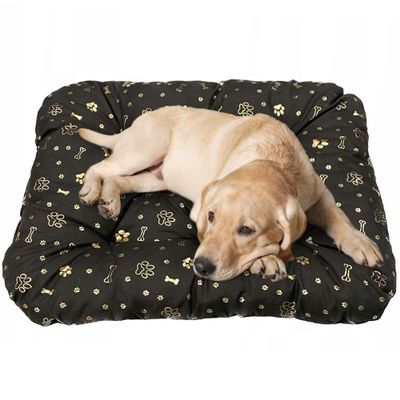 EDANTI Dog Bed Mat for Small to Large Dogs (Brown with Gold Bones, 70x50 cm)