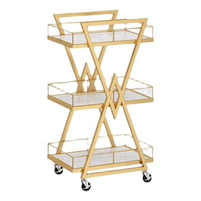 Metal Spa Trolley with 3 Shelves and Wheels