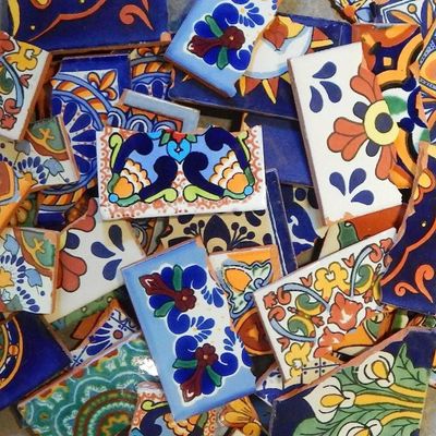 Broken Mexican Talavera Tiles, Mosaic Set, Bulk Pack, 10 Pounds, Standard