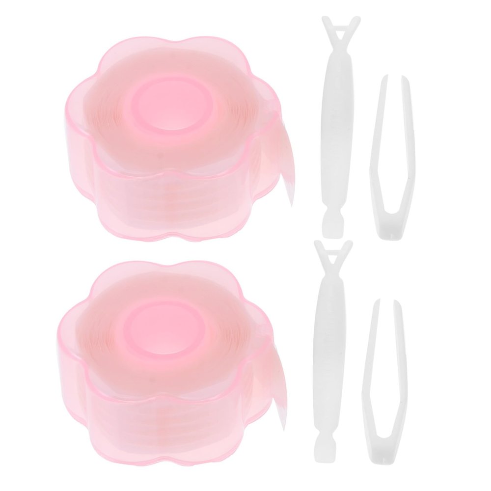minkissy Invisible Double Eyelid Strips, 2 Sets with Double-Fiber Strips and Fork Tweezers