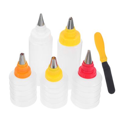 COLLBATH 6-Pack PP Transparent Cake Decorating Squeeze Bottles for Cupcakes and Cakes, Random Color