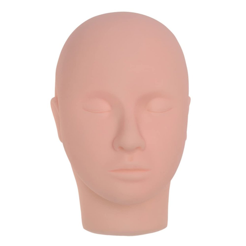 FOMIYES Mannequin Head for Eyelash Extension Practice, Beige Silicone with Female Face