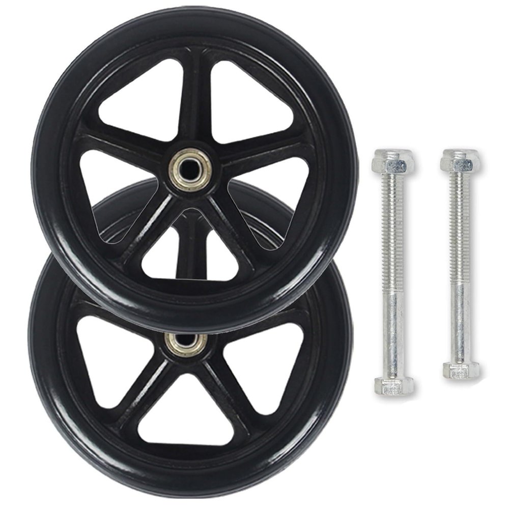 Universal Thicker Front Wheels for Wheelchairs, Solid 8-Inch-Bearing Replacement Wheels