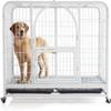 WLCNYL Heavy-Duty Dog Crate with Double Doors, Roof Hatch and Wheels view 1