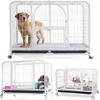 WLCNYL Heavy-Duty Dog Crate with Double Doors, Roof Hatch and Wheels view 4