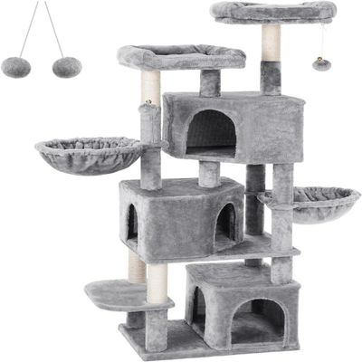 Hoppa! - Large Cat Tree - 3 Cat Caves - Gray
