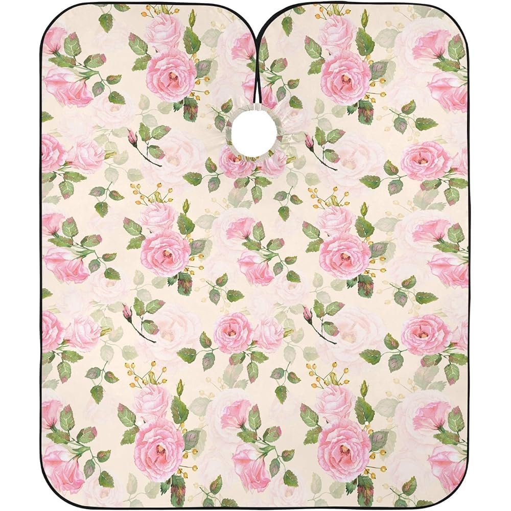 Vintage Pink Rose Blossom Haircut Cape, Washable, Waterproof, 140 x 168 cm