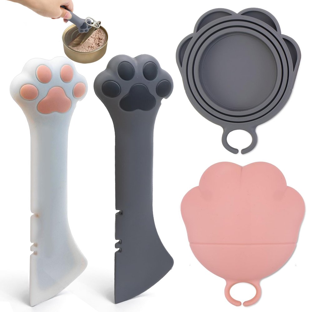 TYBYBB 2-Piece Cat Food Spoon and Can Lid Set, Silicone