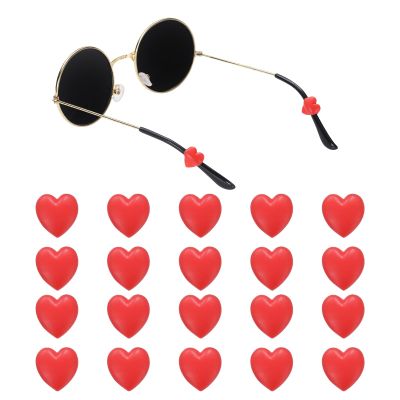 QUARKZMAN 10 Pairs Heart-Shaped Silicone Eyeglass Ear Grips, Red