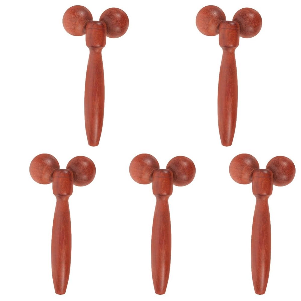 Healvian 5-Piece Wooden Facial Massage Roller Set for Face, Eyes, Neck, Shoulders and Legs