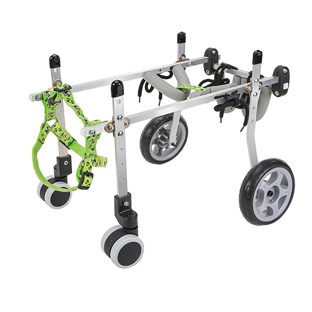 Jievmrs Adjustable 4-Wheel Dog Wheelchair, Full Support for Front and Rear Legs, Aluminum Rehabilitation Walker (S)
