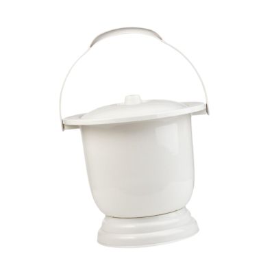 Milageto Portable Bedpan Urinal with Lid, Thickened PP, White