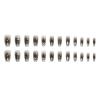 Gothic Blush Nails with Silver Moon and Star Design, Medium-Length Ballerina Shape view 1