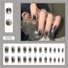 Gothic Blush Nails with Silver Moon and Star Design, Medium-Length Ballerina Shape view 2