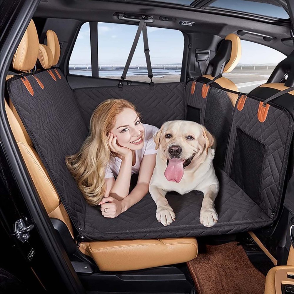 QmlGuo Dog Car Seat Cover for DS 3/DS 3 Crossback/DS 4/DS 5/DS 7/DS 7 Crossback/DS 9, Waterproof, Scratch-Resistant, Non-Slip Foldable Rear Seat Hammock