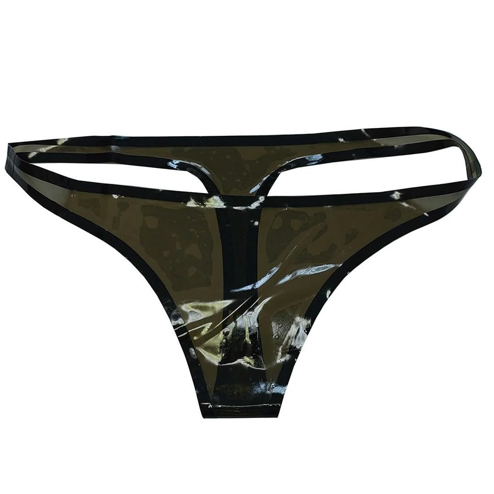 GAYLOP Sexy Latex Rubber Women's Briefs Thong, Handmade, Blue, XXXL