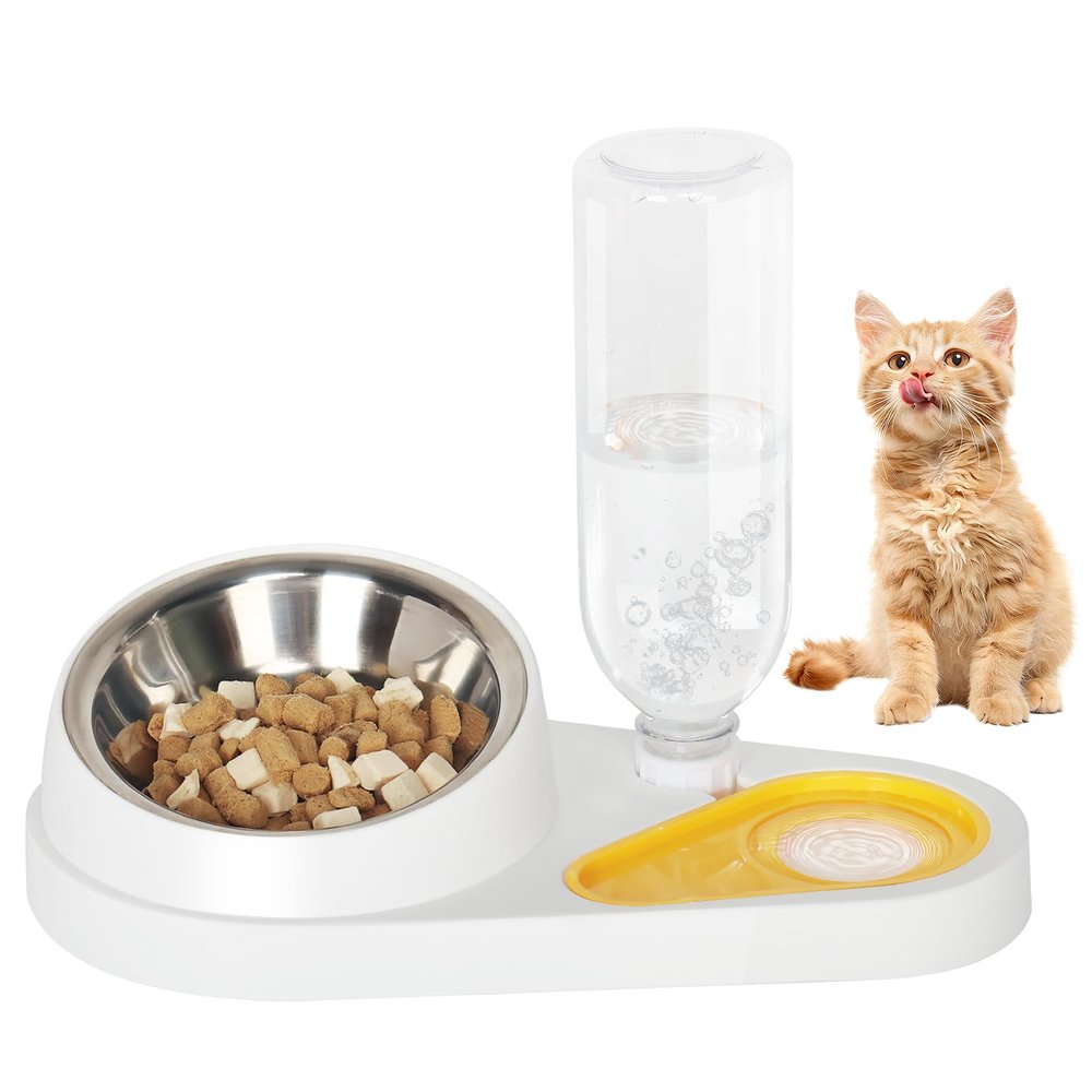 Cat Bowl Set with Automatic Water Bottle