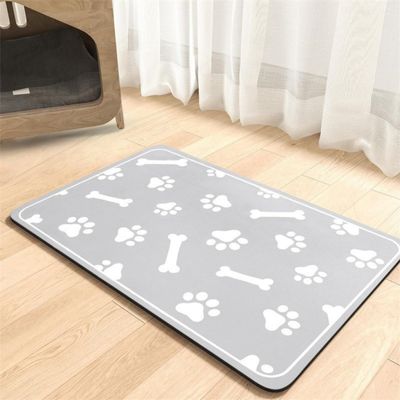 Pet Feeding Mat with Rubber Backing, Light Gray, 40 x 60 cm