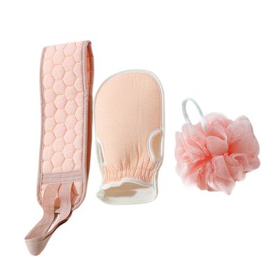 FOMIYES Bath Towels with Exfoliating Gloves, Back Scrubber and Massage Ball for Full-Body Exfoliation