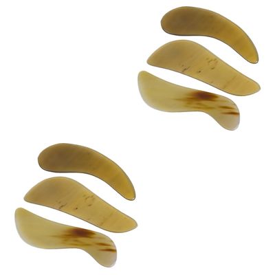 Healeved 2-Set Horn Gua Sha Scraping Tools for Muscle Relaxation and Facial Massage, Yellow, 6 Pieces