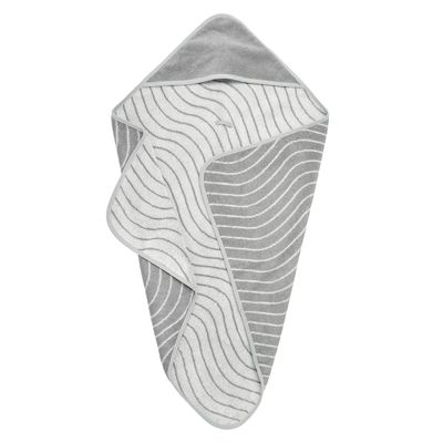 Leander Hoodie Hooded Bath Towel, Cotton Terry - Woodland Grey - Gray - NEW