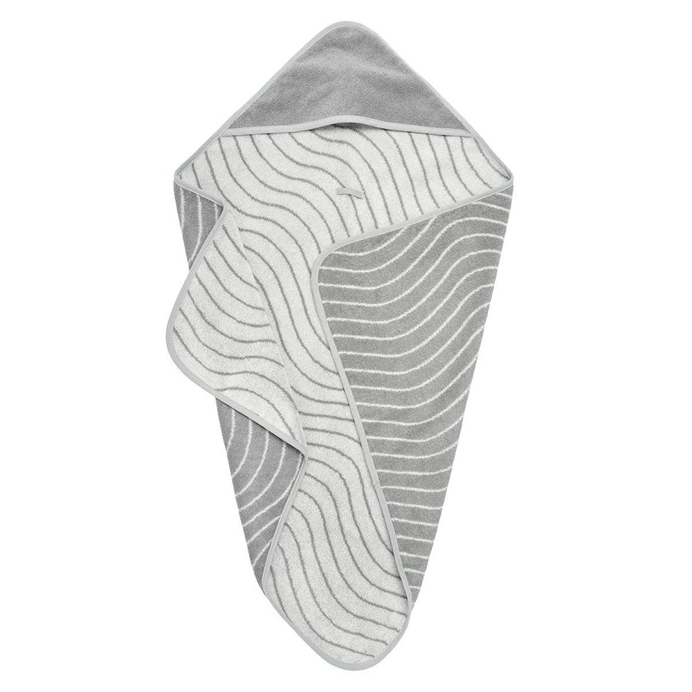 Leander Hoodie Hooded Bath Towel, Cotton Terry - Woodland Grey - Gray - NEW