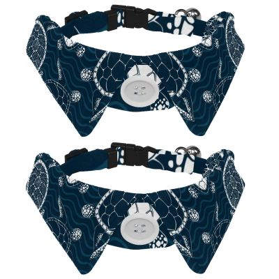 Bow Ties for Cats and Dogs, Adjustable, for Puppies and Kittens, Sea Turtles on Blue Waves, 2 Pack