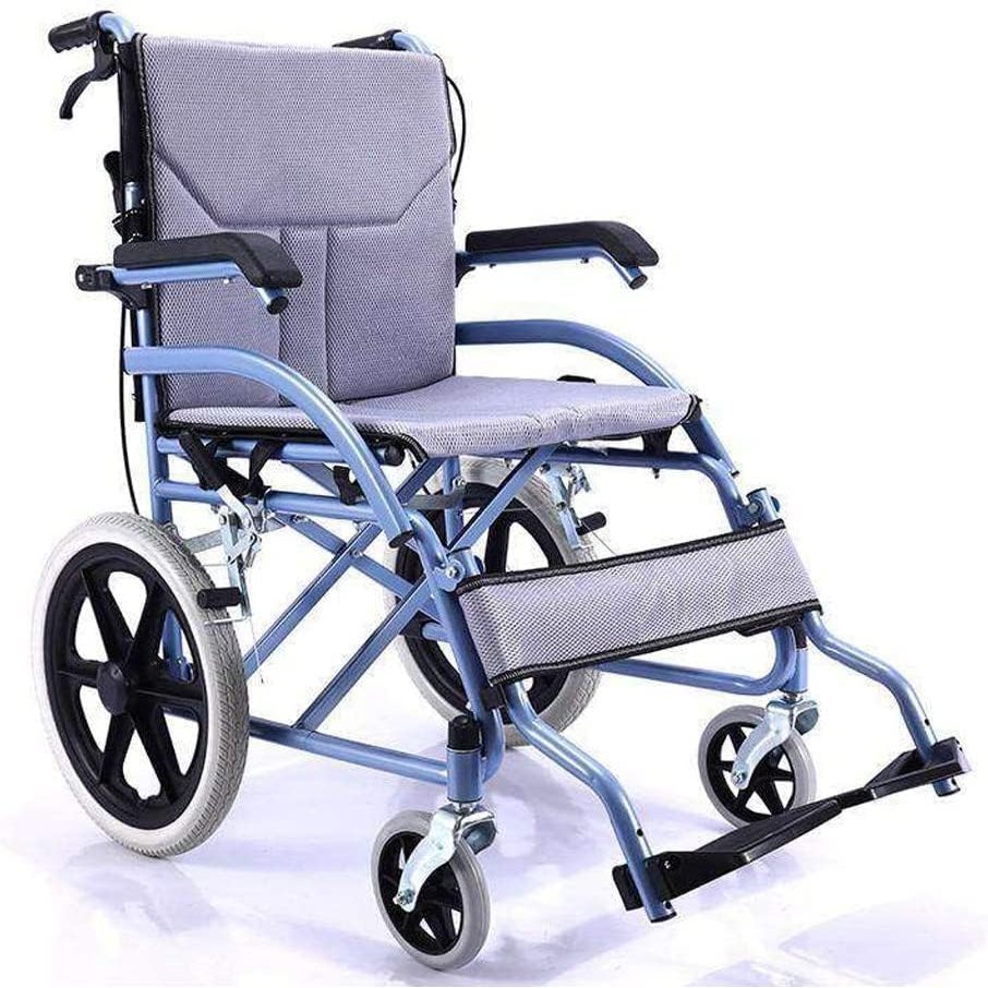 RONGSHEN Folding Adult Transport Wheelchair with Flip-Up Armrests