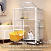 GUQASDV Indoor Cat Cage with Anti-Collision Lock and PVC Tray, White, 78 x 52 x 110 cm view 2