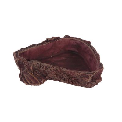 HANABASS Reptile Food Bowl, Brown Faux Tree Bark Look, Resin