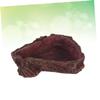 HANABASS Reptile Food Bowl, Brown Faux Tree Bark Look, Resin view 3