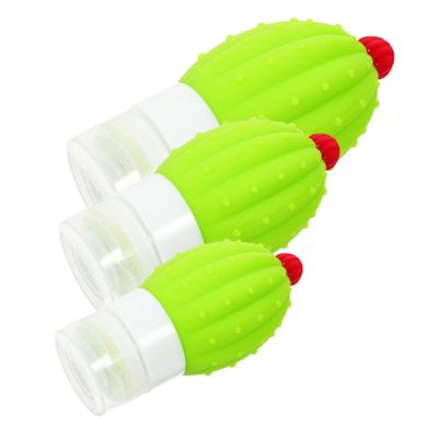 Beavorty 3-Piece Silicone Cactus Travel Bottles, Refillable and Leakproof, 100 ml, 70 ml, 50 ml