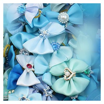 MZPOZB 10/50 Pcs Pet Hair Bows for Dogs and Cats, Elastic Bands, Rhinestone Dog Accessories for Small Dogs (8 Random Styles, 50 Pcs)
