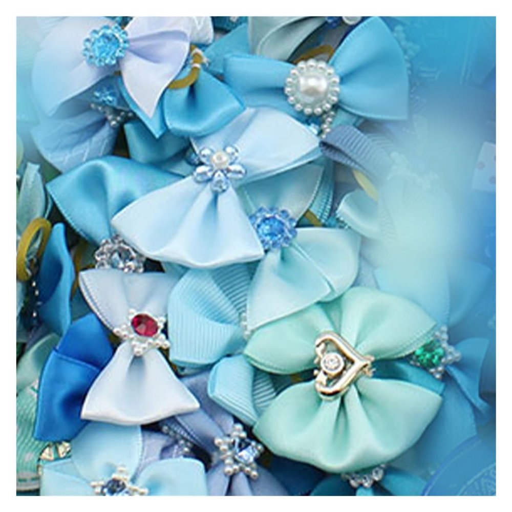 MZPOZB 10/50 Pcs Pet Hair Bows for Dogs and Cats, Elastic Bands, Rhinestone Dog Accessories for Small Dogs (8 Random Styles, 50 Pcs)