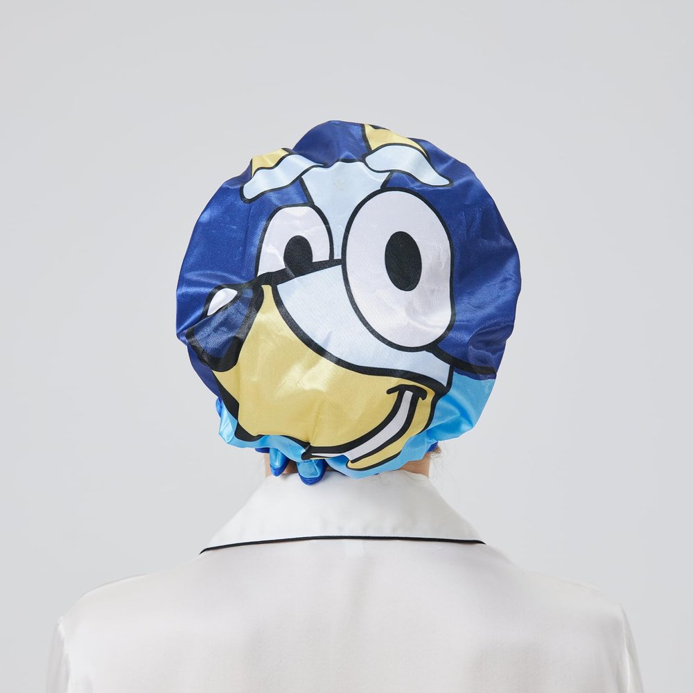 LONGDON HOMEONE Reusable EVA Shower Cap for Women, Blue Dog, 1-Pack