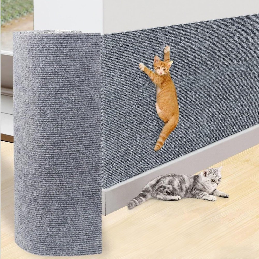 Cat Scratch Mat, 100 x 30 cm, Self-Adhesive, Customizable, Furniture Protection, Light Grey