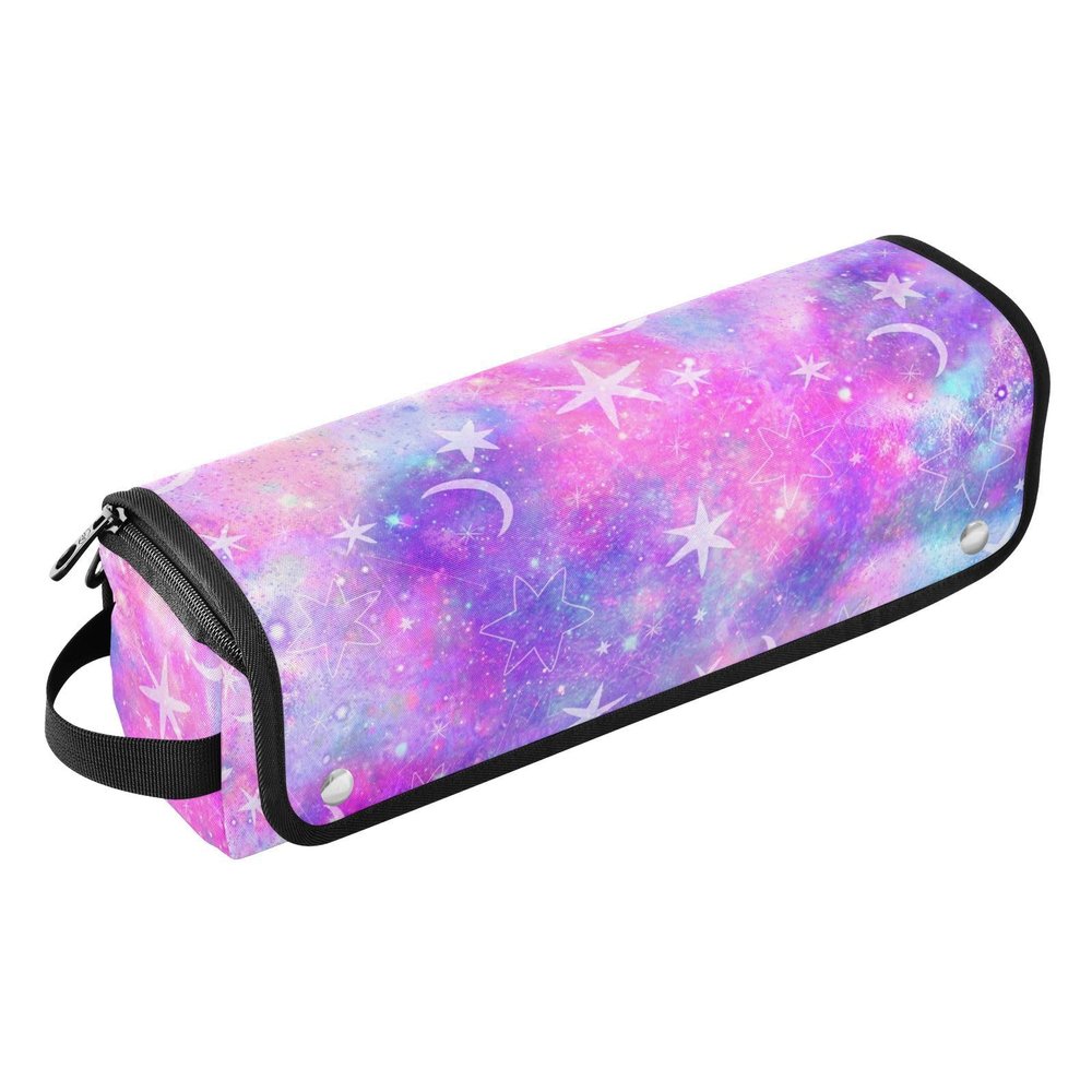 Galaxy Star and Moon Hair Styling Tool Bag with Heat-Resistant Mat