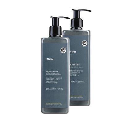 ANYAH Hair Conditioner with Shea Butter & Sunflower Oil for Dry & Damaged Hair, Color Protection, Vegan, Silicone-Free, Nordic Ecolabel, 480 ml